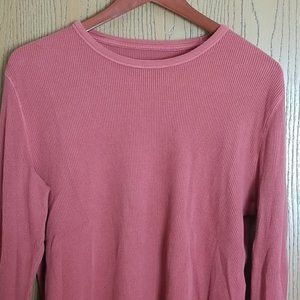 Gap Red/Orange Waffle Crewneck Long Sleeve Large